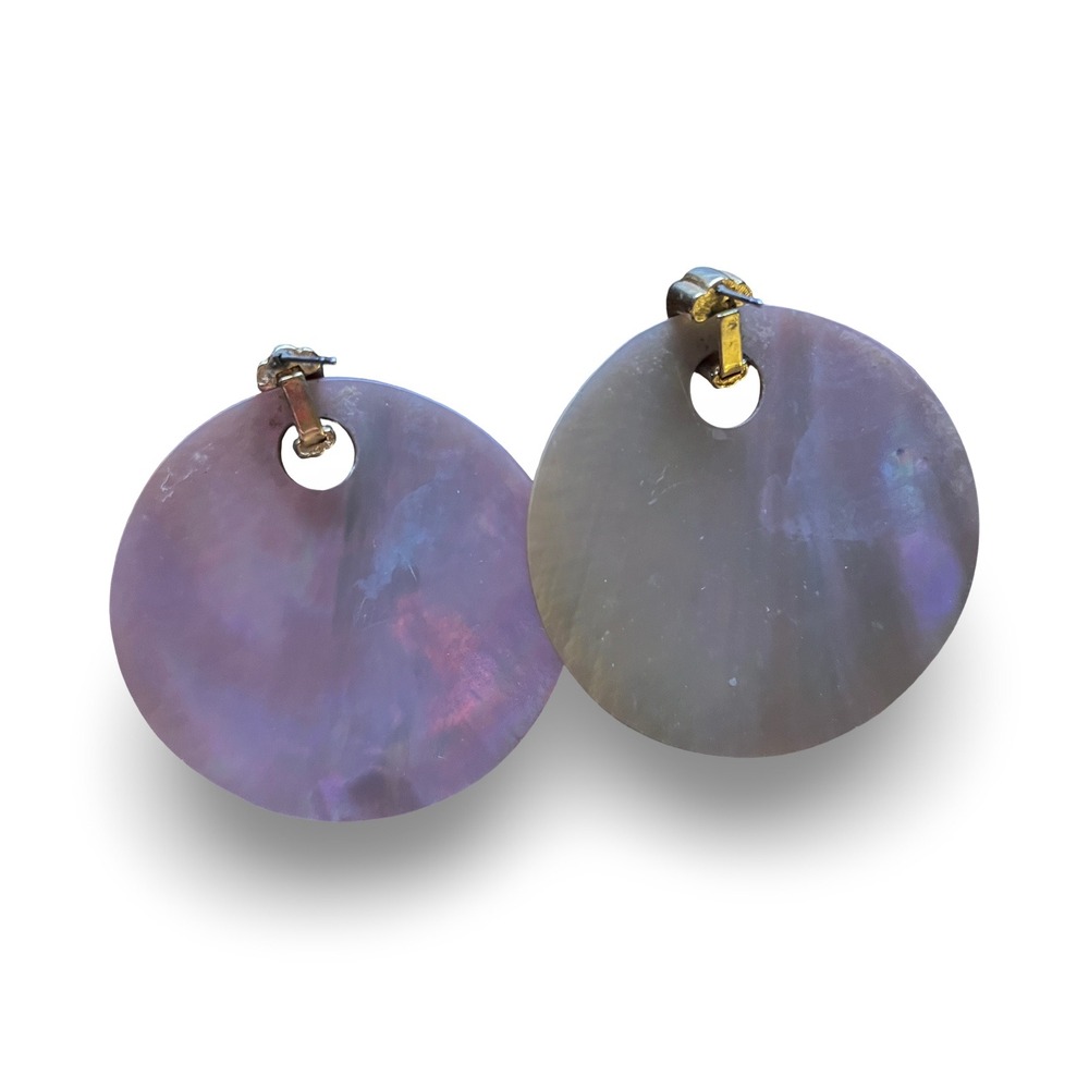 Vintage Mother of Pearl Tortoise Shell Earrings - Picture 2 of 4